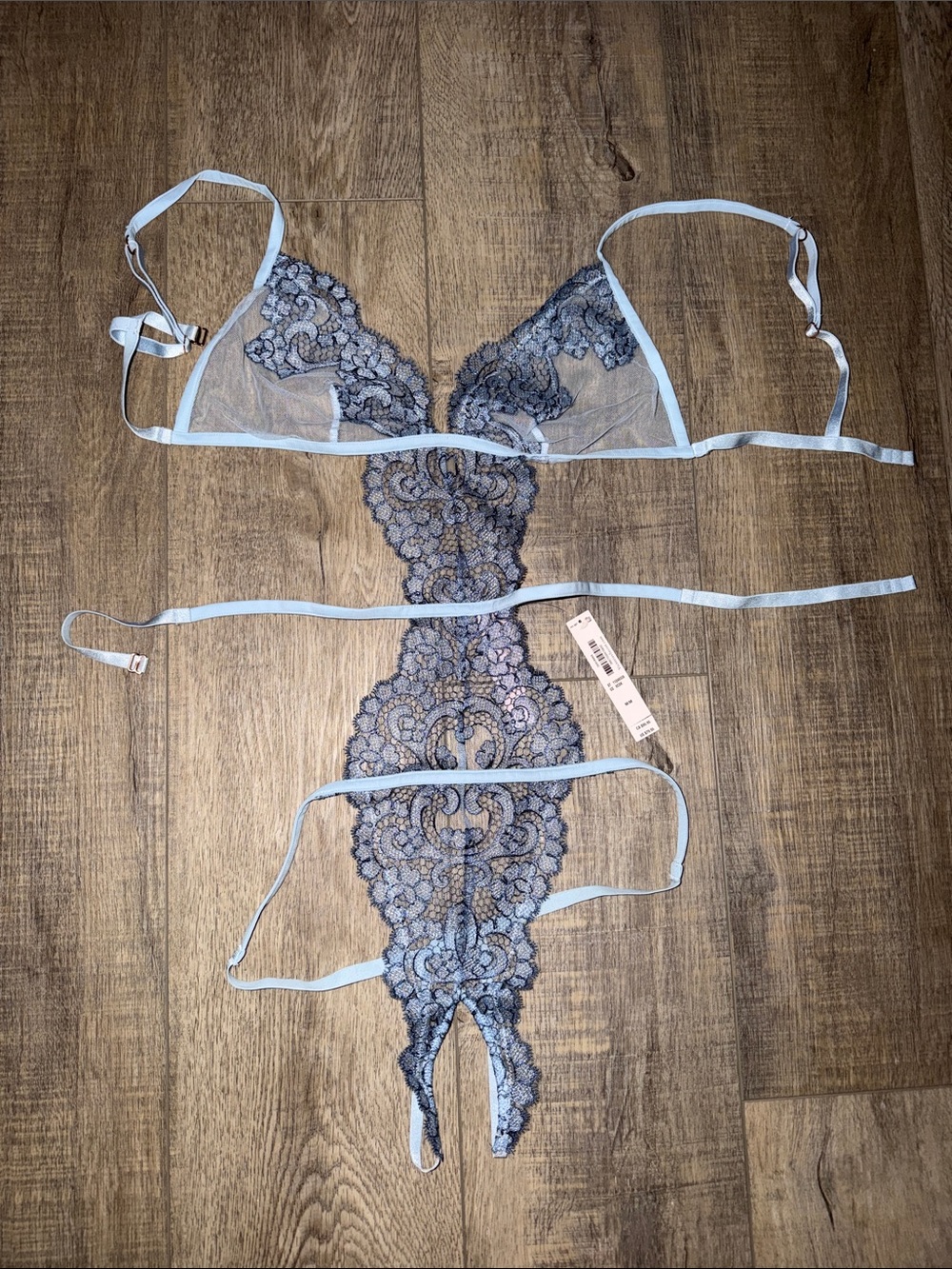 Victoria's Secret Light Blue Lace Chemise Bodysuit Size Medium
